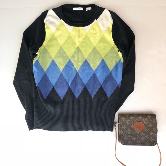 liz & co. Sweaters - Liz Golf Black & Blue Diamond Argyle Knit Sweater